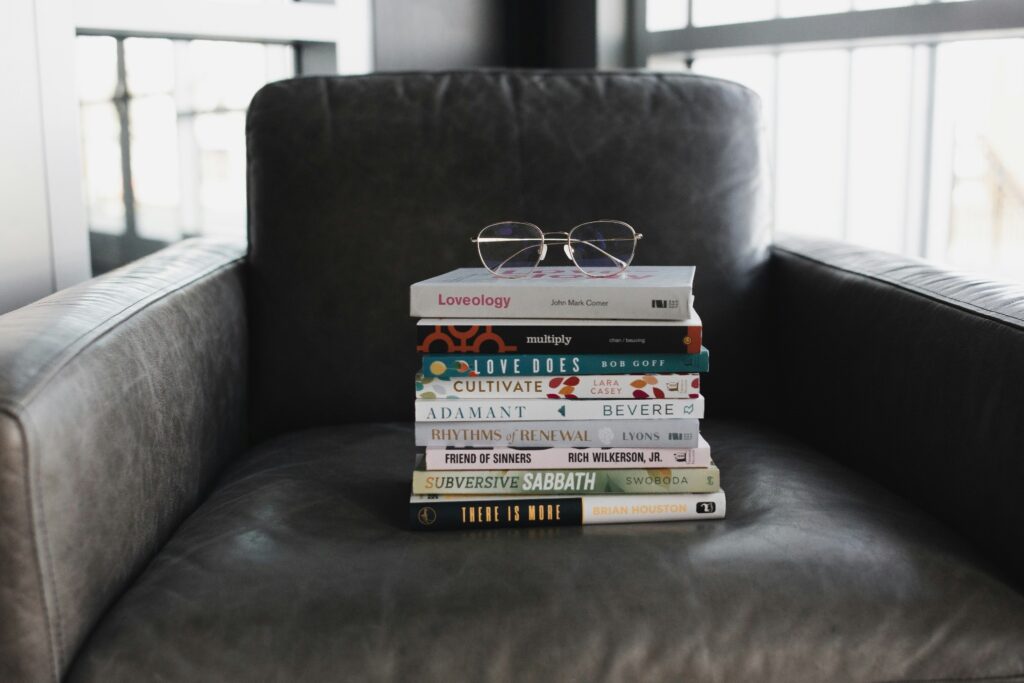 Books on a chair